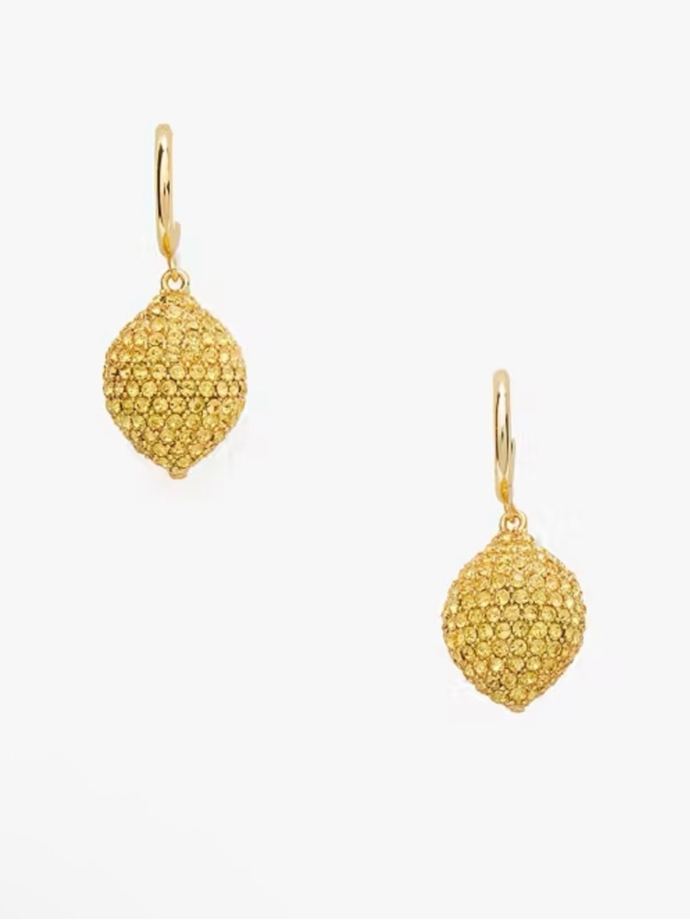 Kate Spade Gold-Tone Pavé Lemon Charm Huggie Hoop Earrings with Dust Bag